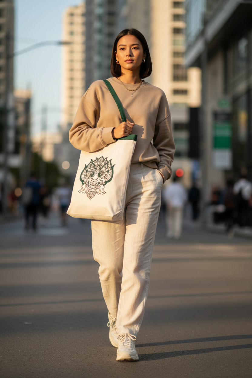 CozyCrew Barong Knit Tote Bag — Custom Jacquard Woven Carry-All